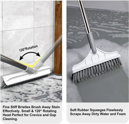 2 1 3 47.6'' 120Rotate in Cleaning Scrub Brush Grout Brush Scrapee Poles Floor Scrub Brush with Long Handle V-Shape