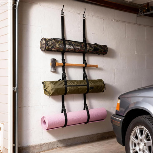 Camping Chair Wall Storage for Garage, Wall Storage Rack, Mounted Organizer System with Quick Release Buckles