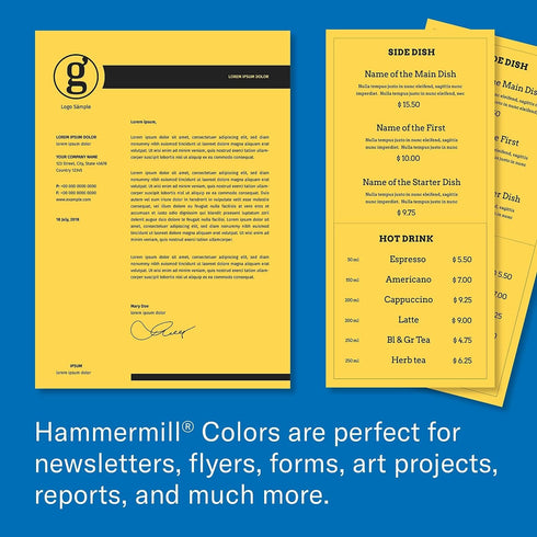 Hammermill 103168 20lb, 8-1/2 11, 500 Recycled Colored Paper, x Goldenrod, Sheets/Ream