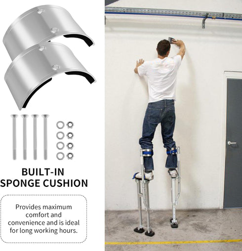 Kandishiex 4PCS Drywall Stilt Replacement Parts, Aluminum Alloy Stilt Accessories, Curved Leg Plates for Home