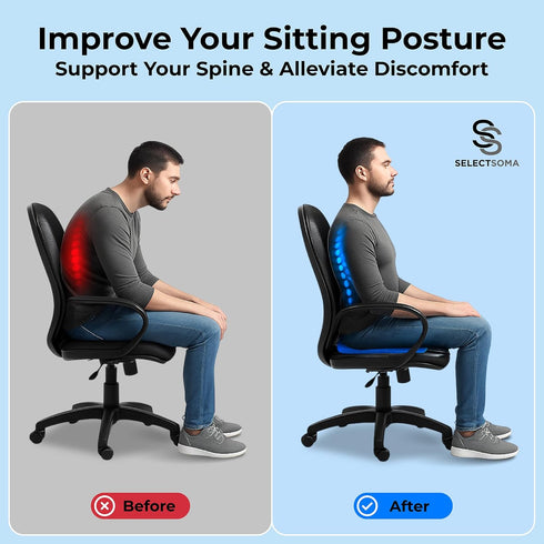 Tailbone SelectSoma Double-Thick Gel Seat Cushion for Long Sitting Pressure Relief for Back, Sciatica, Coccyx, Pain