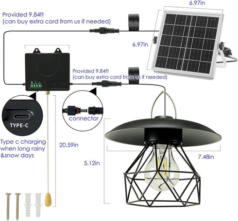 3000lm Made,IP65 Waterproof,3 HULPPRE Solar Shed Light Indoor Outdoor with Pull String, Daytime or Night,Dusk