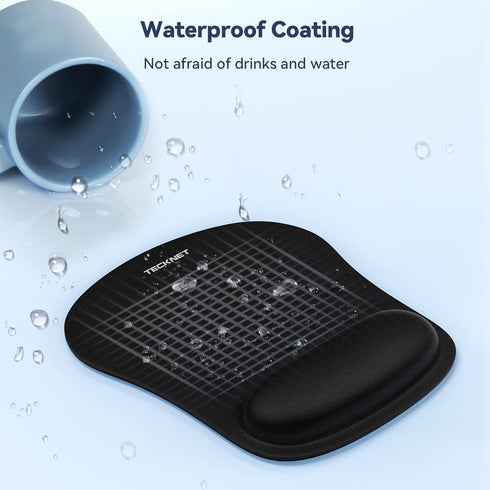 TECKNET 2 Pack Ergonomic Mouse Pad with Wrist Support, Comfortable Non-Slip Waterproof Surface for Office, Home - Black