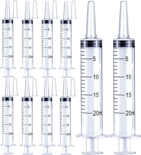20ml Plastic Syringe for Liquids - 10 Pack for Oral, Scientific Labs, Measuring, and Dispensing with Cap