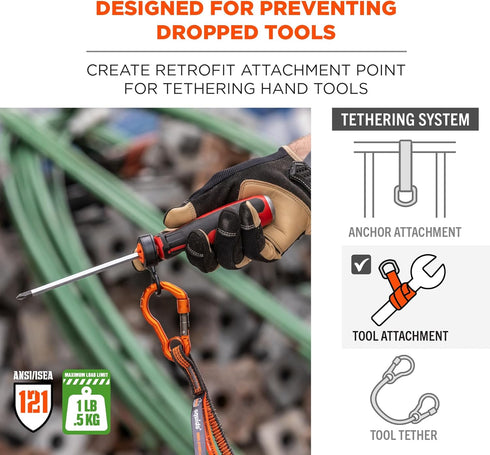 Hand Tool Attachment Slips, Easy Slide On Design, Connects to Tool Lanyards, Squids 3740, Variety Pack, 4-Pack,Black & Orange by Ergodyne