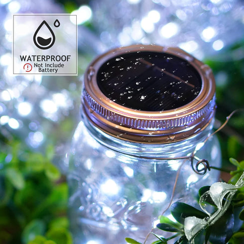 ZNYCYE Solar Mason Jar Lights - 6 Pack 30 LED Waterproof Fairy Firefly Jar Lids String Lights for Outdoor Decoration