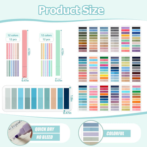 Book Annotation Kit - 3600 Pcs Book Annotation Tabs and 24 Pcs Aesthetic Highlighters for Office and School