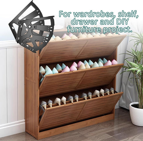 3 1 Litoexpe Layers Black Shoes Drawer Cabinet Hinges, Stainless Steel Shoe Cabinet Replacement Fittings Flip Plate