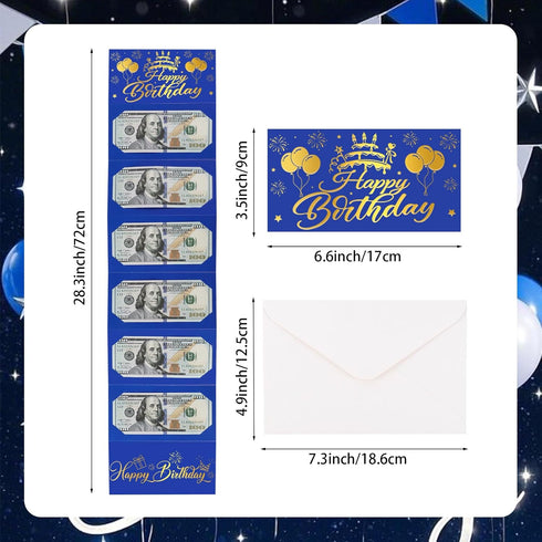 Lemicin Birthday Money Holder Envelopes for Cash Gift Surprise Blue Gold Money Envelopes with Slots Happy Birthday Gift