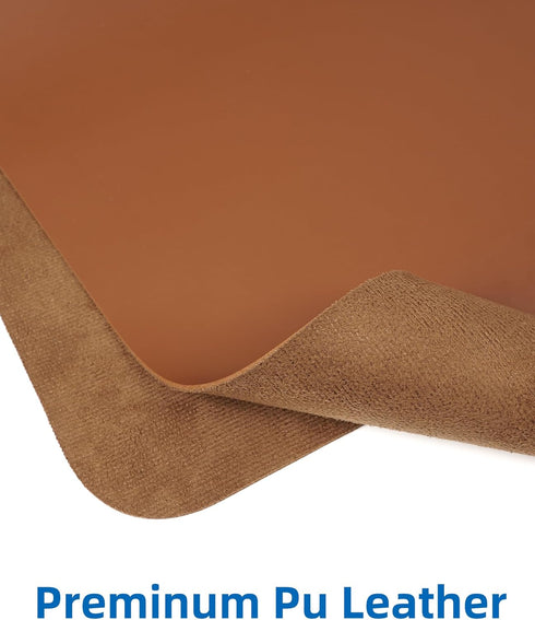 Leather Desk Pad Protector, Non-Slip PU Leather Mouse Pad, Large Waterproof Desk Mat for Office/Home Decor, Brown