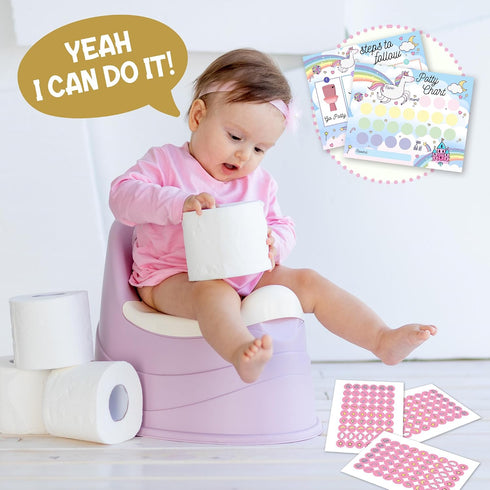 APIILVPQ 10 810" B01 Potty Training Chart with Reward Stickers, Potty Chart for Toddlers Girls, Rainbow Reward Training