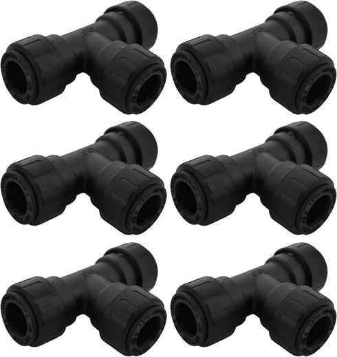 SharkBite 3/8 Inch ProLock Tee, Push to Connect Plastic Plumbing Fitting for PEX, Copper, CPVC, PL0813J6