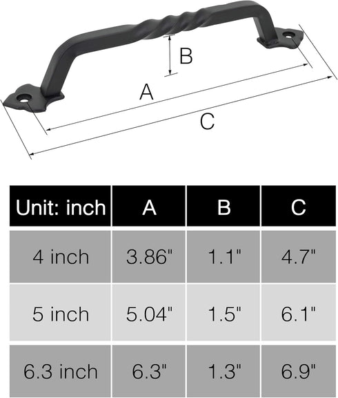 OVOV 2 Pack Barn Door Pull Handle Hardware for Wooden Garden Gate Shed Cabinet Door (2Pcs 4inch) by Ouvin