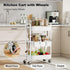 Rcemlip 3 Tier Rolling Cart with Wood Table Top, White Bedside Cart on Lockable Wheels, Metal Utility Storage Organizer