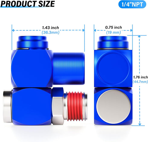 TAILONZ PNEUMATIC Blue 1/4 Inch Air Tool Swivel Fitting 360 Degree Swivel Air Hose Connector Industrial Swivel Portable Air Tool Adapter Pack of 4 by TAILONZ PNEUMATIC