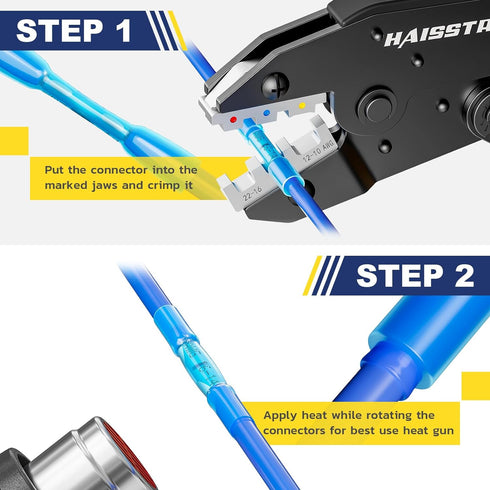 haisstronica 580PCS Heat Shrink Butt Connectors, AWG 26-10 Marine Grade Waterproof Wire Connectors (4 Colors)