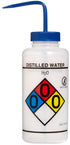 SP Bel-Art 4-Color Safety-Vented/Labeled Wide-Mouth Wash Bottles, 1000ml (32oz), Polyethylene, Pack of 2, Blue Cap