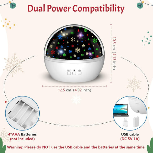 Christmas Projector Night Light Indoor, Snowflake NightLight for Room Decor, Kids Star Projector Night Light