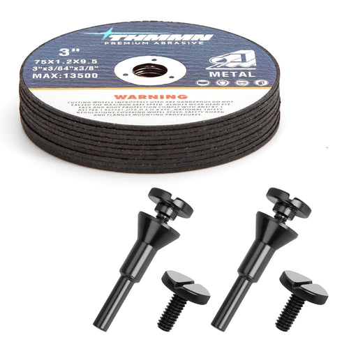 Cut-Off Wheels 3" x 3/64" x 3/8" for Die Grinder with Mounting Mandrel for Type 1 Cutter Wheel, Metal Stainless Steel