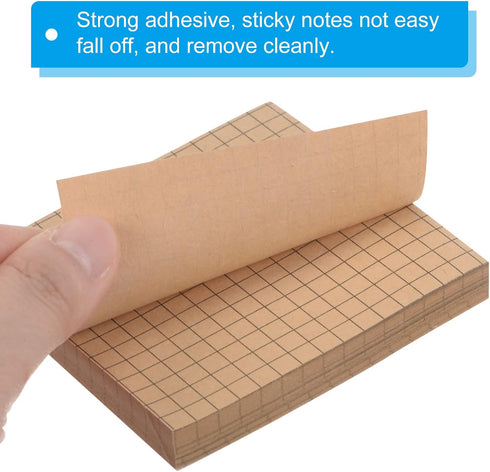 PATIKIL 3 x 3 Inch Lined Grids Sticky Notes, 12 Pads/Pack, 960 Sheets, Adhesive Memo Post for Office