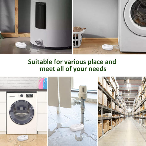METAK Water Leak Detector Sensor Alarm: Home Water Flooding Monitor Smart Sink Overflow Monitoring Adjustable Wet