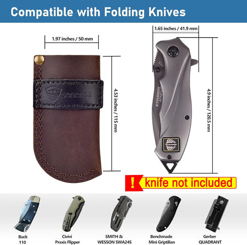 Leather Belt Knife Sheath, (Color Clash Series) Knife Holster, Pocket Knife Sheath, EDC Leather Sheath for Folding Knife Carrier, Darkbrown by SOGCASE