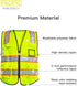 PACIFIC 10 Pockets Safety Vest for Men, ANSI Class 2, Yellow with 3M High Visibility Reflective Strips