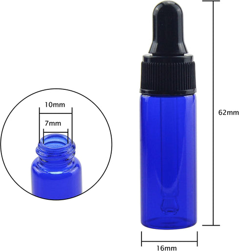 22 PCS 5ml Blue Small Dropper Bottles - Essential Oil Glass Bottle with Glass Eye Dropper