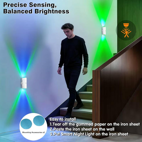 NINE SQUARE EGOU 1500mAh 2 pack) LED Wireless Wall Sconce with Color Changing, Motion Sensor Light Indoor, Rechargeable