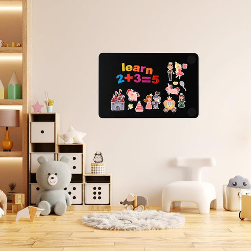 MaxGear 17.5" x 11.4" Black Metal Magnetic Board, Includes Dual Lock Tape and Screws for Wall Display