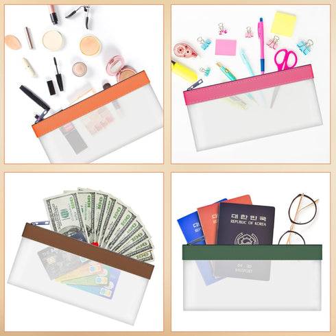 4-Piece 7.6 3.7 Inch, VOCHIC Multi-Purpose Money Bag with Zipper - Money Envelopes for Cash, Money Pouch x Bank Money