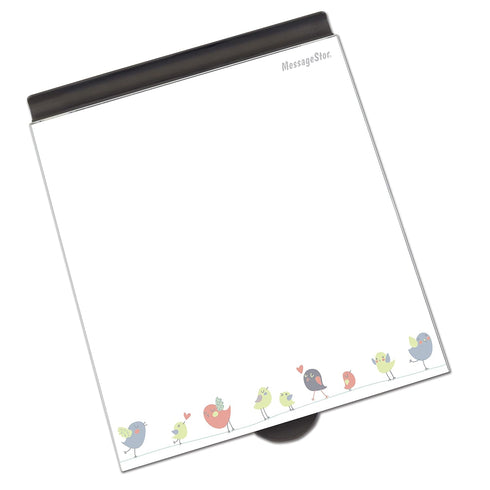 ECR4Kids MessageStor Memo Station - Dry-Erase Glass Board Desk Organizer, Birds