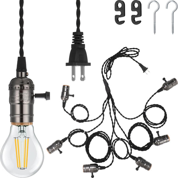 Tujoe 1 Pcs Vintage Pendant Light Sockets Light Cord Kit with Switches DIY