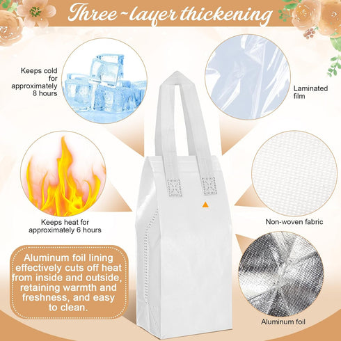 100 4.7 11 4 Inches Windyun Pcs Insulated Take Away Bags Bulk Disposable Insulated Lunch Bags for Food Takeaways Coffee
