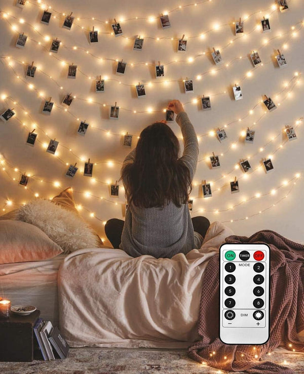 LiyuanQ 40 LED Photo Clip String Lights with Remote, 8 Modes Indoor