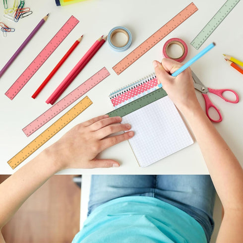 Panelee 306 Pcs 12 Inch Plastic Ruler, Colorful Transparent Ruler with Inches and Centimeters for School