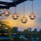 TWINKVILLA Outdoor Solar Hanging Lanterns Waterproof, Globe Hanging Candle Holder with Flickering Solar
