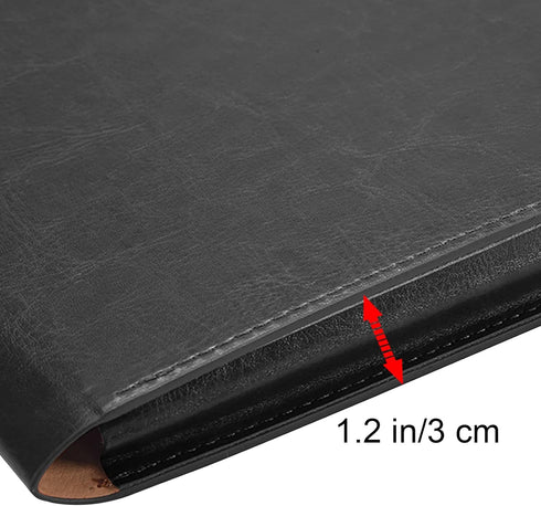 VANRA PU Leather Expanding File Folder, Document Holder for A4 Letter Size Paper with Invisible Magnetic Closure (Black)