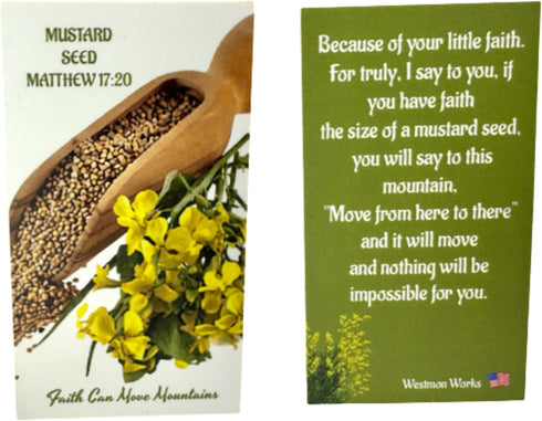 Pack Pack 15 Westmon Works Mustard Seed Holy Card Bulk Bundle Faith Can Move Mountains Prayer from Matthew