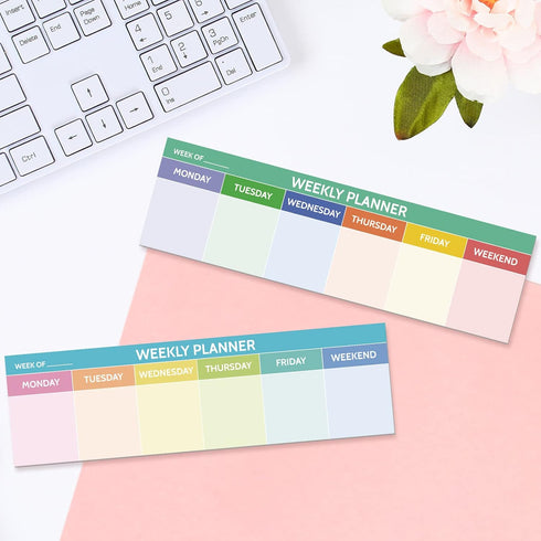 Weekly Planner Notepad, 200 Sheets, 2.8 x 9.5 Inch, Colorful Tear Off Calendar Pad for Office School Reminder Sticky Pad