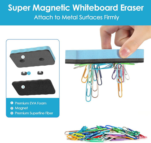 MaxGear Whiteboard Erasers, 8 Pack Magnetic Dry Erase Erasers, Bulk for Classroom, Office, Home (6 Pastel Color Set)