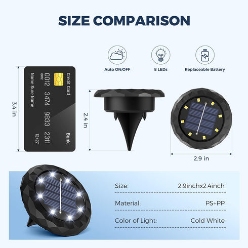 12 Pack SOLPEX Mini Solar Ground Lights, Solar Lights Outdoor Waterproof, Landscape Lighting for Garden Pathway