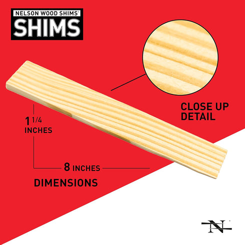 Nelson Wood Shims - DIY Bundle of 8-Inch High Performance Natural Wood Shims, 12 Total