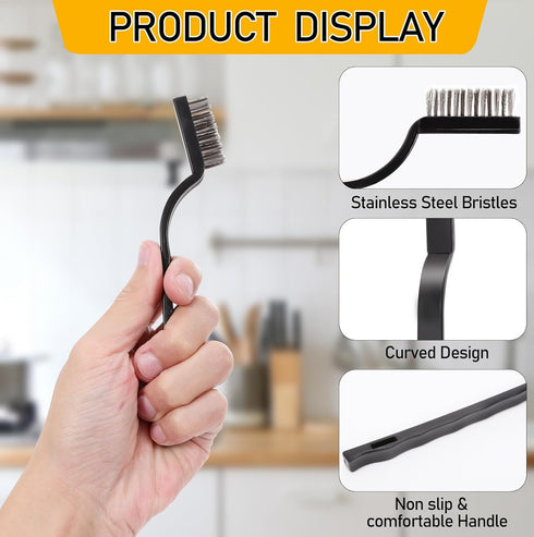 30 Pieces Mini Wire Brush, Stainless Steel Brush, Curved Handle Masonry Scratch Brush for Cleaning Welding Slag and Rust