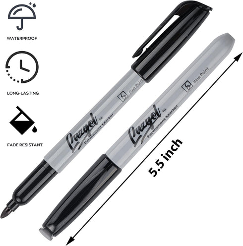LAZGOL 240 Pack Permanent Markers Bulk, Fine Tip Black Permanent Markers, Waterproof Markers, Premium Smear Proof Pens
