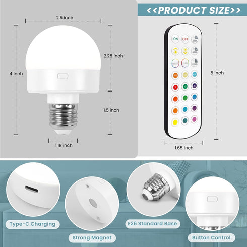 Ovyiech Bulbs 15 Bulbs dimmable Bulb Sconce,2 Pack Rechargeable Battery Operated Light with Remote Control,Timer