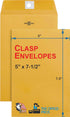 Clasp Envelopes, 5" x 7.5" Gummed Flap with Metal Clasp Closure, 28Lb Brown Craft Envelopes - 5 Envelopes Per Pack