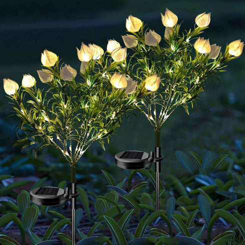 Solar Garden Lights, 7 Heads Gardenia Colorful Flower Light Waterproof Solar Outdoor