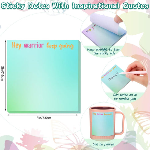 Zonon 24 Pieces Inspirational Sticky Notes 3 x 3 Inch Motivational Fun Notepads Positive Gifts for Teacher Nurse Coworkers Work Studying Supplies (Watercolor Style)