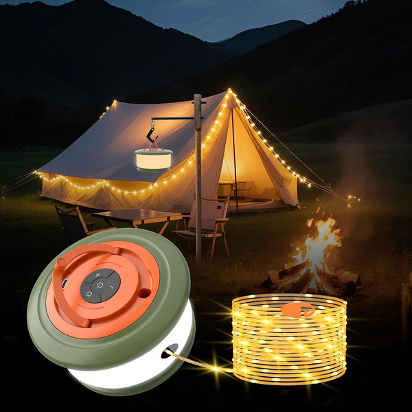 Phylosal Camping String Lights, 3 in 1 Outdoor Camping Light with 6 Lighting